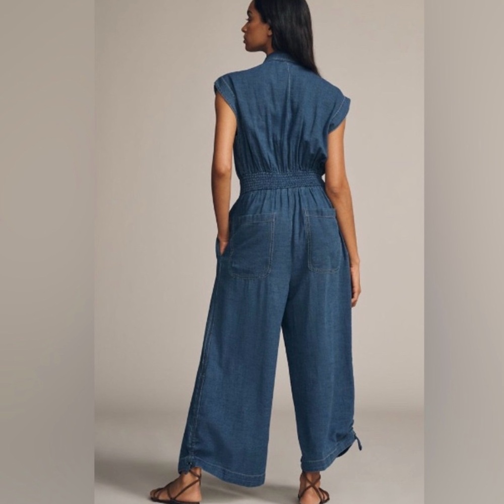 Anthropologie Indigo Denim Wide-Leg Jumpsuit - Picture 3 of 11